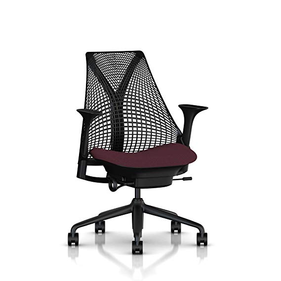 Herman Miller Sayl Task Chair: Tilt Limiter - Stationary Seat Depth - Stationary Arms - Standard Carpet Casters - Black Base & Frame