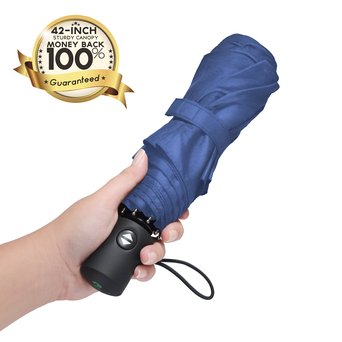 Procella Travel Umbrella - Compact for Easy Carrying Strong Durable Double Canopy - Auto Open and Close - Windproof and Waterproof - Sturdy - High Quality - Perfect Gift - Lifetime Guarantee