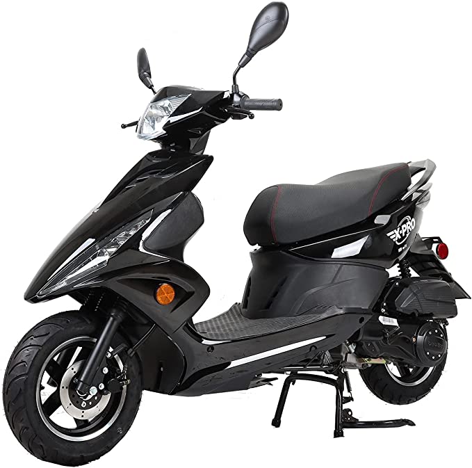 X-PRO 150cc Adult Moped Street Gas Moped with 10" Aluminum Wheels! Assembled in Crate! (Black)