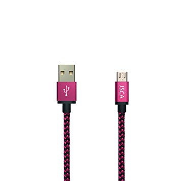 Micro USB Cable, JSCA 3m / 9.8ft Nylon Braided Tangle-Free Android Cable for Smartphones Samsung Galaxy, Nexus,Huawei, LG, Sony, Xiaomi, HTC, Motorola, Kindle, PS4 Controller, and More - 3 m (9.8ft) - RED