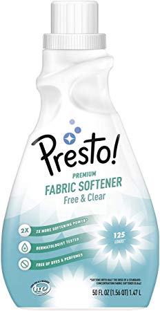 Presto! Amazon Brand Concentrated Fabric Softener, Free & Clear, 125 Loads, 50 Fl. Oz.