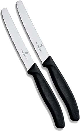 Victorinox Kitchen Knives Set of 2 (11 cm, Extra Sharp Serrated Edge, Table Knife, Ergonomic Handle, Dishwasher Safe)