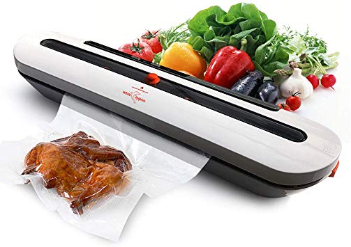 Vacuum Sealer Machine Automatic Air Sealing System for Food Storage with 10 Heat Seal Bags Sous Vide Cooking Commercial Grade Dry Modes (Gray)