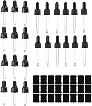 Glass Eye Droppers for Essential Oil | Bulk Set of 5ml and 15ml | Compatible with doTERRA, Young Living, Aura Cacia (10ml)