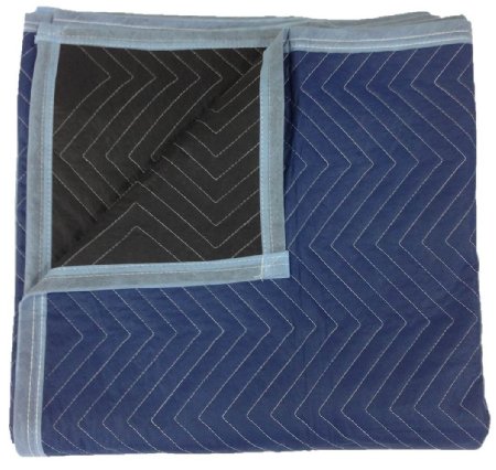 Moving Blankets - Pro Quality - 72 x 80 Inches - Blue and Black - by Cheap Cheap Moving Boxes