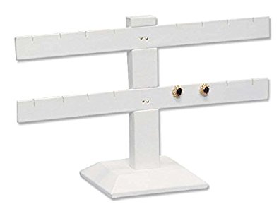 Earring Stand T Bar 2-Tier White Earring Jewelry Display