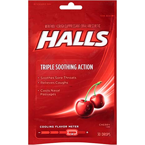 HALLS Cough Drops, Cherry, 30 Count