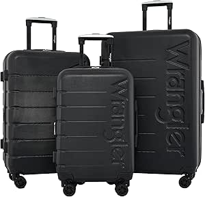 Wrangler Maverick 3 Piece Luggage Set, Black