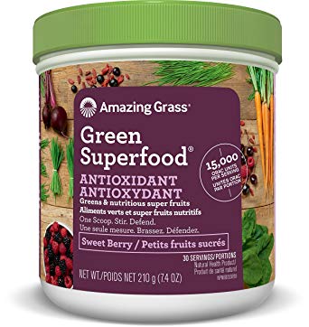 Amazing Grass Green Superfood Antioxidant Organic Powder with Greens & Acai, Flavor: Sweet Berry 30 Servings, 7.4 Ounces