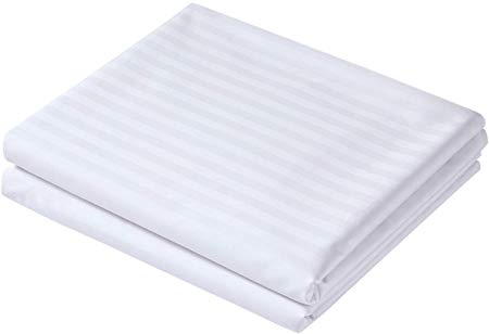 PHF Hotel Collection Flat Sheet 250T Cotton Rich Top Sheets Percale 2 Pack Queen Size White