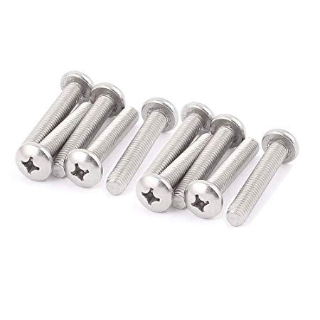 WAF M8 x 45mm 304 Stainless Steel Cross Phillips Machine Screw Bolt 10pcs