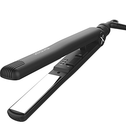 Professional Titanium Flat Iron by xtava - The Gloss Factor is a Salon Grade Dual Voltage Hair Straightener with 1'' Titanium Plates - Advanced PTC - 60 Min Auto ShutOff Heat-Resistant Storage Pouch