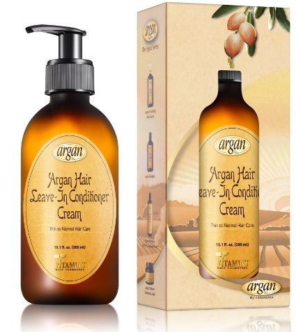 Moroccan Argan Hair Leave-In Conditioner - Thin to Normal Hair Moisturizer - Exclusive Herbal Oils Nourishment Complex - Daily Care Nourishing Cream 10.1 oz