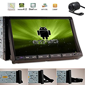 Double Din 7 Inch Hd Android 4.2 Capacitive Touch Screen Car Stereo DVD Player 2 Din in Dash Tablet Video with Radio Sd USB Cd Ipod Wifi GPS Bluetooth Steering Wheel Control Hdmi Port Support Bluetooth/sd/usb/fm/am Radio/dvr/1080p/3g/wifi