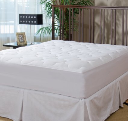 Micropuff - Down Alternative Mattress Pad - Fitted Style - King Size 78x80 - Skirt stretches up to 18
