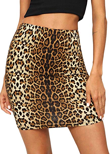 SheIn Women's Leopard Print Above Knee Bodycon Mini Skirt