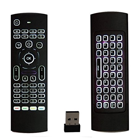 Ilebygo MX3 Pro Backlight Air Remote Mouse,Android TV Remote Control,IR learning Mini Wireless Multi Functional Keyboard Mouse For Android TV Box.HTPC.IPTV.Pad.PS3/PS4.