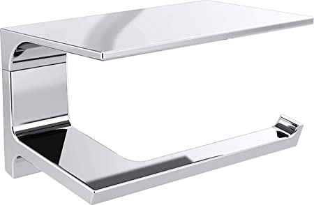 DELTA Pivotal Toilet Paper Holder With Shelf, Polished Chrome, Bathroom Accessories, 79956