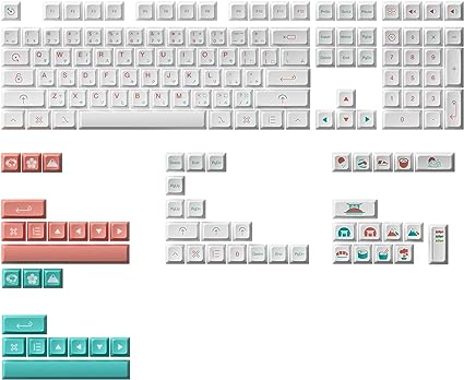 Akko Custom Keycaps Set for Mac Mechanical Keyboards, Red Fuji Themed Japanese Keycap, JDA Profile Dye-Sub PBT Key Caps with Keycap Puller for 60% 65% 75% 80% TKL Full-Sized Gaming Keyboards