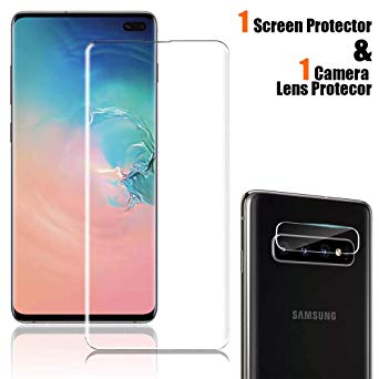 Tempered Glass Screen Protector for Galaxy S10 Plus[6.4"], Touch Responsive, Include a Camera Lens Protector and Liquid Installation Tools [Case Friendly][Full Screen Coverage][HD Clear]