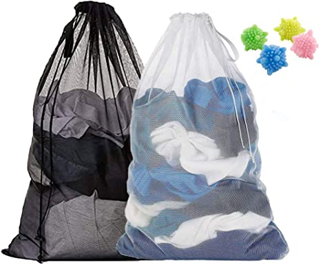 Oniche 2Pcs Large Mesh Laundry Bag with Drawstring 23×35inch Washing Bag Net for Washing Sweater Washing Machine(2Pcs Large Laundry Bag)