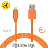 iPhone Charging Cable Cambond Apple MFi Certified 8 Pin Data Sync and USB Charger Cord for iPhone 6s  6s Plus  6  6 Plus iPhone 5s 5c 5 iPad Air 2 Mini 2  3  4 iPad Pro iPod touch Orange 6ft