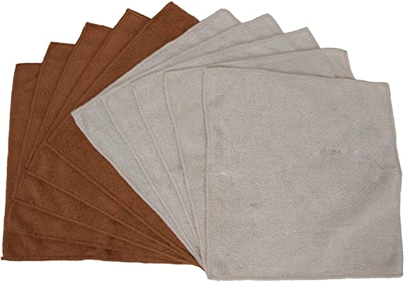 Copper Lane Lint Streak-Free Microfiber Cleaning Cloths, Tan and Copper