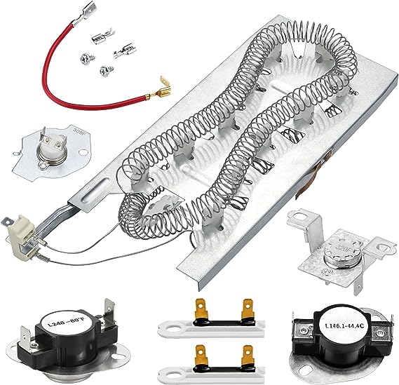 3387747 Dryer Heating Element Kit with Thermal Fuses and Thermostats for Whirlpool May-tag Kenmore Dryers GEQ9800PW1 GEW9250PW0 GEQ9800PW1 WD05X30818 GEQ9800PW2 GEQ9800PW1 MEDB835DW4 MED9700SQ0