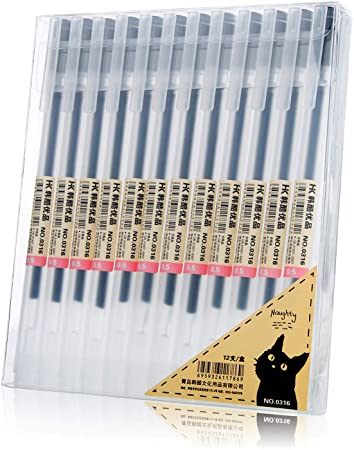 XSG Black Gel Pens[0.5mm]，Extra fine point pens Ballpoint pens For japanese Office School Stationery Supply 12 Packs