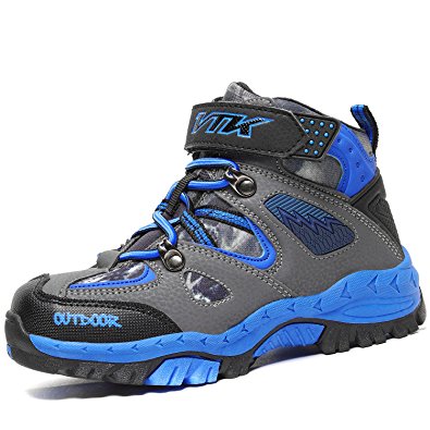 AShion Kids Hiking Shoes Walking Snow Boots Antiskid Steel Buckle Sole Winter Outdoor Climbing Cotton Sneaker
