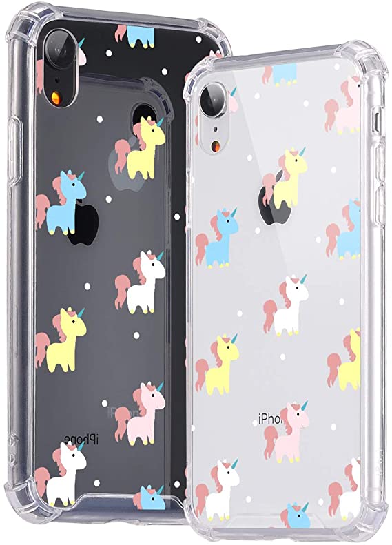 idocolors Cute Horse Case for iPhone 11 Shockproof Hard Plastic Back   TPU Soft Bumper with Air Cushion Protective Slim Clear Pattern Cover Kawaii Animal Cartoon Phonecase