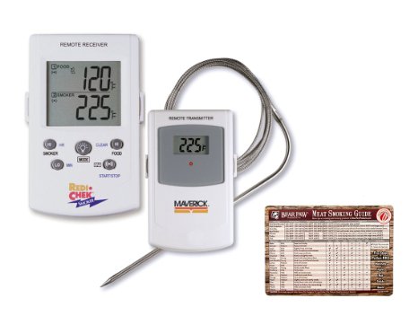Maverick ET73 Wireless BBQ Meat Thermometer - White - Monitors Meat and BarbecueGrillSmoker Temperature - Includes FREE Bear Paw Products Meat Smoking Guide Magnet