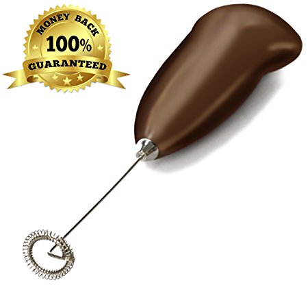 Zulay Electric Milk Frother - Foam Maker For Coffee, Latte, Cappuccino, Hot Chocolate, With Stainless Steel Whisk, Brown