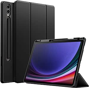 JETech Custodia per Samsung Galaxy Tab S9 Plus 12,4 Pollici con S Pen Holder, Morbida TPU Trifold Supporto Protettiva Tavoletta Cover, Supporta S Pen di Ricarica, Auto Svegliati/Sonno (Nero)