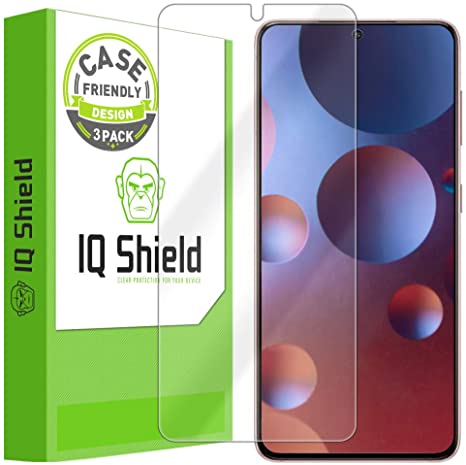 IQ Shield Screen Protector Compatible with Samsung Galaxy S21 Plus (6.7 inch, S21 )(3-Pack)(Case Friendly)[Works with Fingerprint Scanner] Anti-Bubble Clear Film