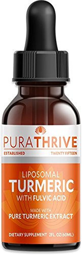 PuraTHRIVE Liquid Turmeric Extract. Premium Organic Turmeric Supplement, GMO Free, Made in USA. Best Absorption and Potency with Liposomal Turmeric. Natural Inflammation and Pain Relief.