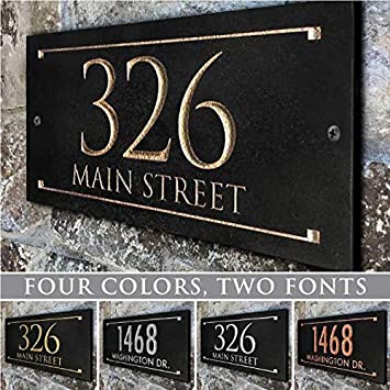 Stone Address Plaque with Engraved Numbers. Address Sign Made from Solid, Real Stone.