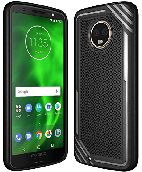 Moto G6 Case, Moto G (6th Generation) Case, Suensan TPU Shock Absorption Technology Raised Bezels Protective Case Cover for Motorola Moto G6 5.7 Inch (New Black)