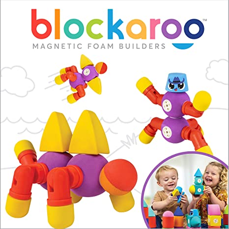 Blockaroo Magnetic Foam Building Blocks - STEM Construction Toy for Girls & Boys, Soft Foam Blocks Develop Early Learning Skills, the Ultimate Bath Toys for Toddlers & Kids - Critter Set