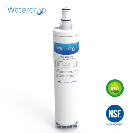 Waterdrop Refrigerator Water Filter Replacement for PUR W10186668, Whirlpool 4396508, 4396510, EDR5RXD1, NLC240V, Kenmore 46-9010, 1 Pack