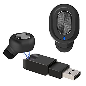 Hobest Wireless Earbud with [Magnetic USB Charger], Mini Invisible Bluetooth Earphone Earpiece Car Headphone with HD Mic, Hands-free Stereo Noise Canceling for Smart Phones and Other Devices