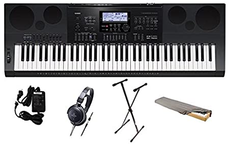 Casio WK7600 76-Key Premium Keyboard Pack with Audio Technica ATH-T200, Power Supply, Stand and Dust Cover