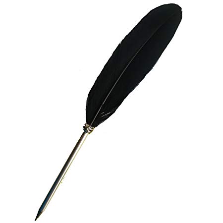 AWESOME Black Ink Feather Quill Ballpoint Pen | Black