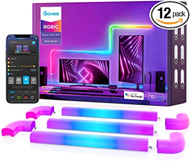 Govee Glide RGBIC Smart Wall Light, Multicolor Customizable, Music Sync Home Decor LED Light Bar for Gaming and Streaming, with 40  Dynamic Scenes, Alexa and Google Assistant, 8 Pcs and 4 Corners