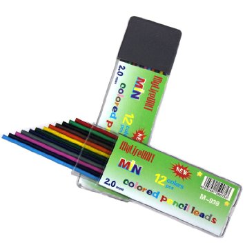 MyLifeUNIT 2mm Color Pencil Lead, 2.0mm 12 Colors Lead Refills for Mechanical Pencil