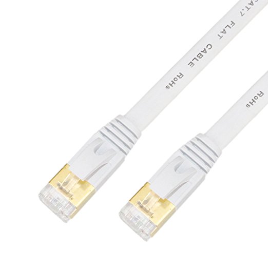 Cat 7 Ethernet Cable 6 ft, Cat 7 Flat High Speed LAN Network Patch Cable Cord with Gold-Plated RJ45 Connectors for Xbox One, Play Station,IP Cameras,Switch, Router, Modem and more