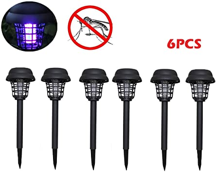 UNBER Solar Powered LED Light,Electronic Bug Zapper Insect Mosquito Killer Lamp, Suit for Indoor Outdoor Home Garden Porch Patio Backyard - 6PACK