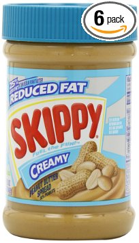 Skippy Peanut Butter, Reduced Fat Creamy, 16.3-Ounce Jars (Pack of 6)