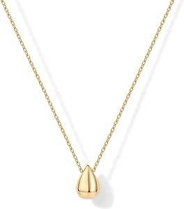 PAVOI 14K Gold Plated Dainty Pear Pendant Necklace for Women | Tear Pendant Necklaces