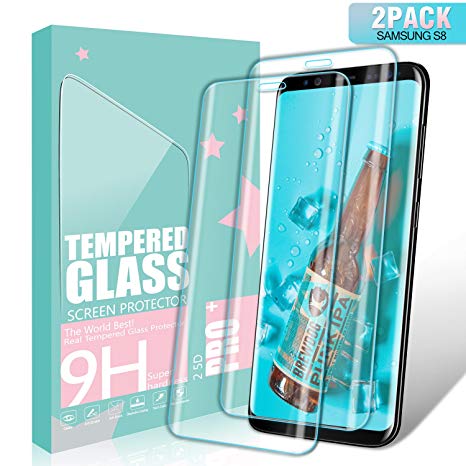 SGIN Galaxy S8 Screen Protector, [2 Pack] Premium Tempered Glass Screen Protector, 9H Hardness, Scratch-Resistant, Bubble Free, Anti-Fingerprint, Touch Sensitive, Ultra HD Crystal Clear Protector Film for Samsung Galaxy S8 - Transparent
